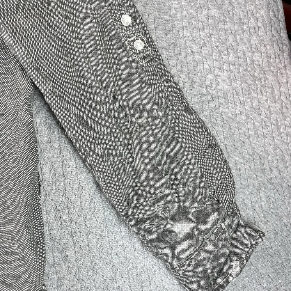 Levis Western Shirt Mens Small Gray Linen Blend Pearl‎ Snap Long Sleeve 3LDLW060
